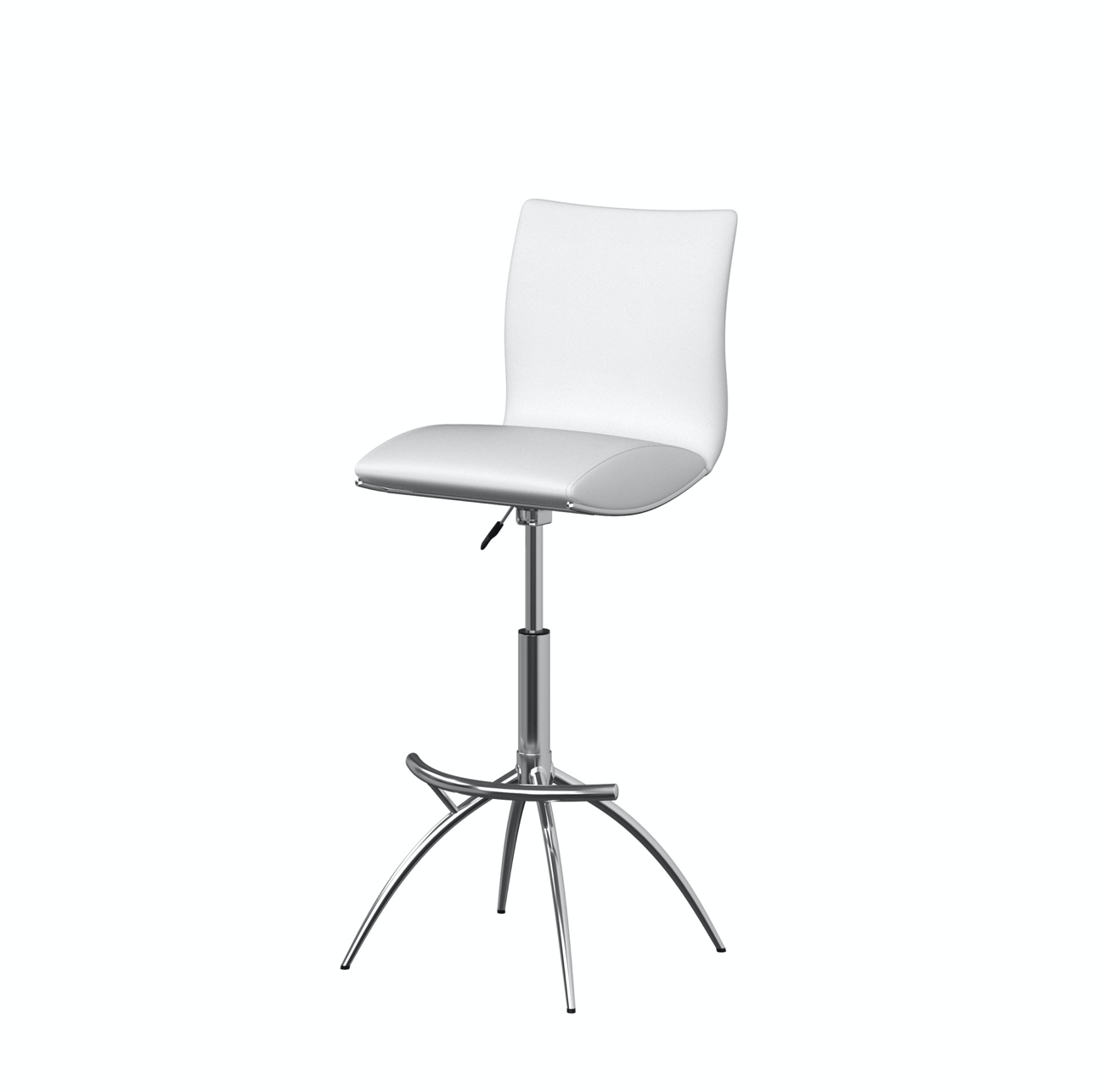 PUre White PU Seat, Chrome Base Stool